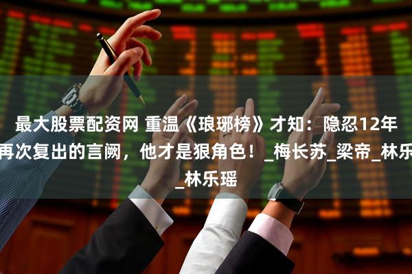 最大股票配资网 重温《琅琊榜》才知：隐忍12年后再次复出的言阙，他才是狠角色！_梅长苏_梁帝_林乐瑶